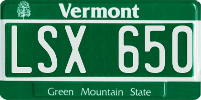 VT license plate LSX650
