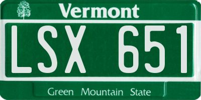 VT license plate LSX651