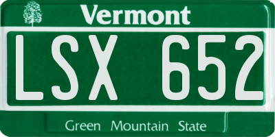 VT license plate LSX652