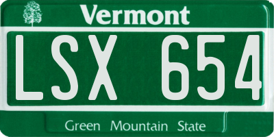 VT license plate LSX654