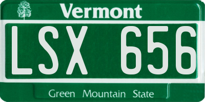 VT license plate LSX656