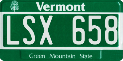 VT license plate LSX658
