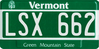 VT license plate LSX662