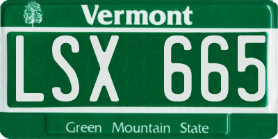 VT license plate LSX665