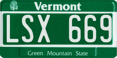 VT license plate LSX669