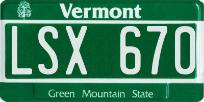 VT license plate LSX670