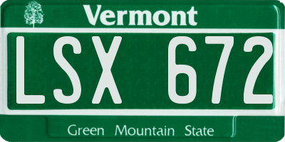 VT license plate LSX672