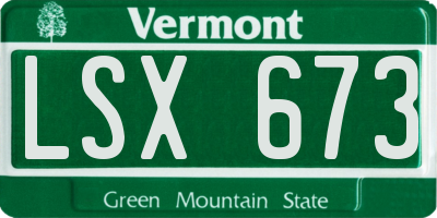 VT license plate LSX673