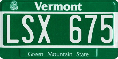 VT license plate LSX675