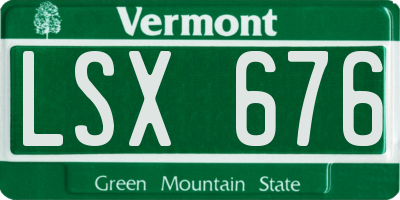 VT license plate LSX676