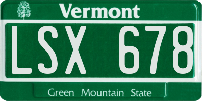 VT license plate LSX678