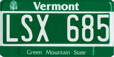 VT license plate LSX685