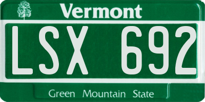 VT license plate LSX692