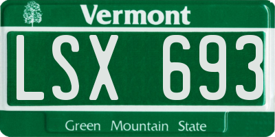 VT license plate LSX693