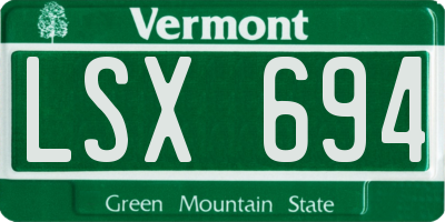VT license plate LSX694