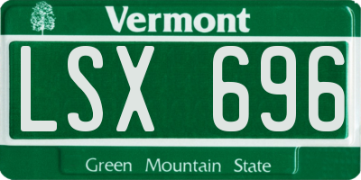 VT license plate LSX696