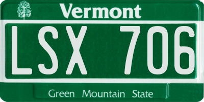 VT license plate LSX706