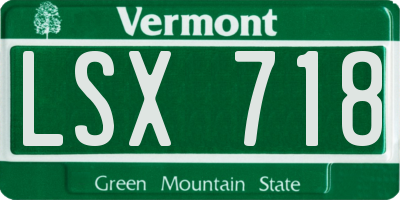 VT license plate LSX718