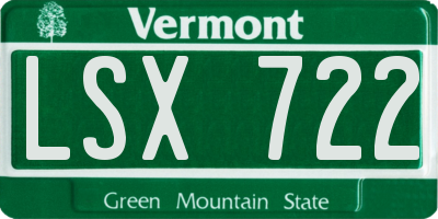 VT license plate LSX722