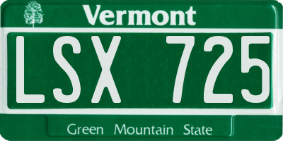 VT license plate LSX725