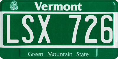 VT license plate LSX726