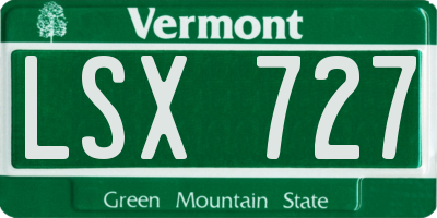 VT license plate LSX727