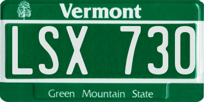 VT license plate LSX730