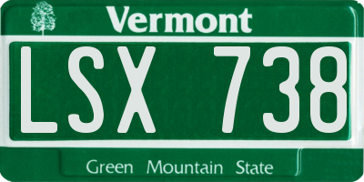 VT license plate LSX738