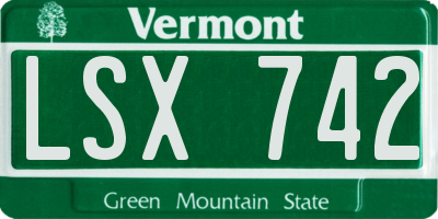 VT license plate LSX742