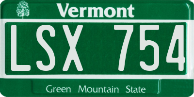 VT license plate LSX754