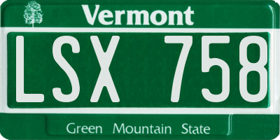 VT license plate LSX758