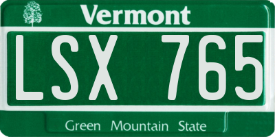 VT license plate LSX765