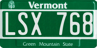 VT license plate LSX768