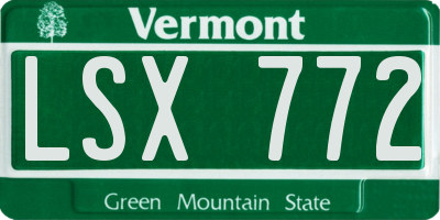 VT license plate LSX772