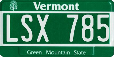 VT license plate LSX785