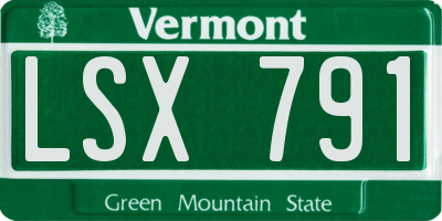 VT license plate LSX791