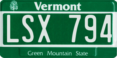 VT license plate LSX794