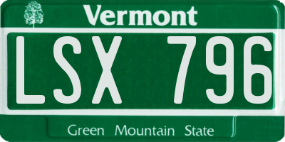VT license plate LSX796