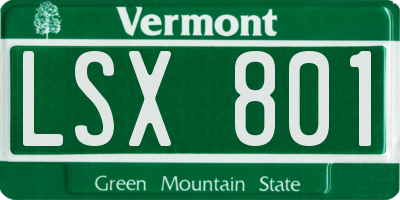 VT license plate LSX801