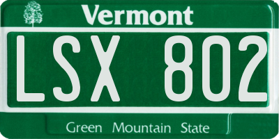 VT license plate LSX802