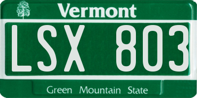 VT license plate LSX803