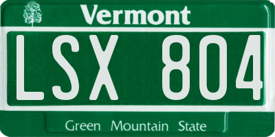 VT license plate LSX804
