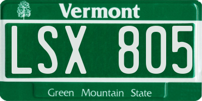 VT license plate LSX805