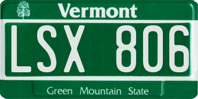 VT license plate LSX806