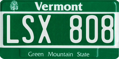 VT license plate LSX808
