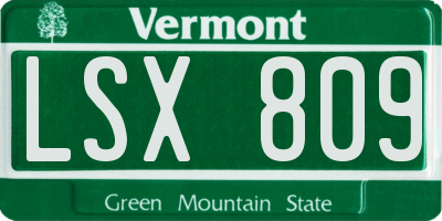 VT license plate LSX809