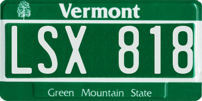 VT license plate LSX818