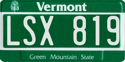 VT license plate LSX819