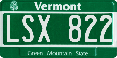 VT license plate LSX822