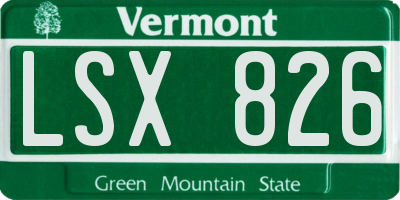 VT license plate LSX826